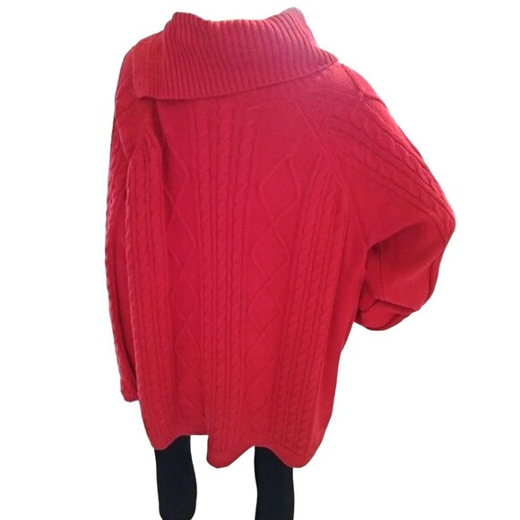 Croft & Barrow Plus Size 2X Sweater With Button Detail Red Textured Cable Knit - Picture 7 of 10